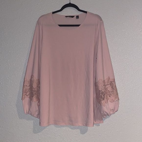 Dennis Basso caviar crepe tunic lace-trimmed - Picture 2 of 7